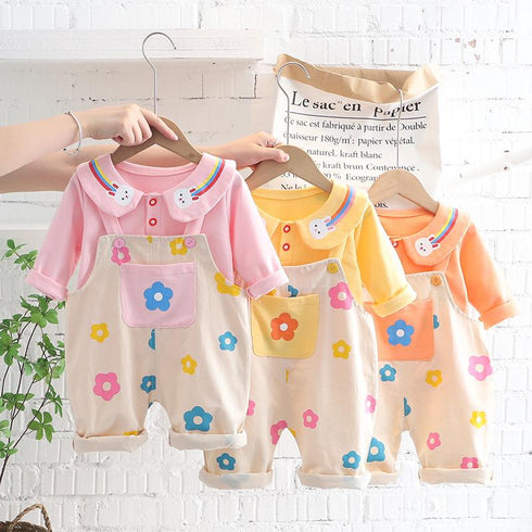 Spring and Autumn Girls Strapless Two-Piece Set